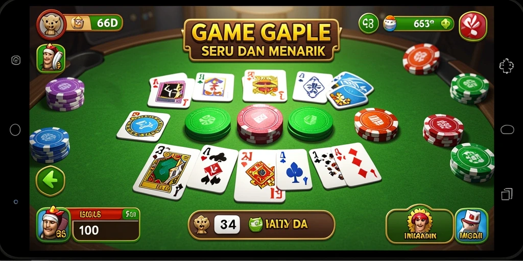 Tampilan gameplay Gaple yang seru dan interaktif di 66D.