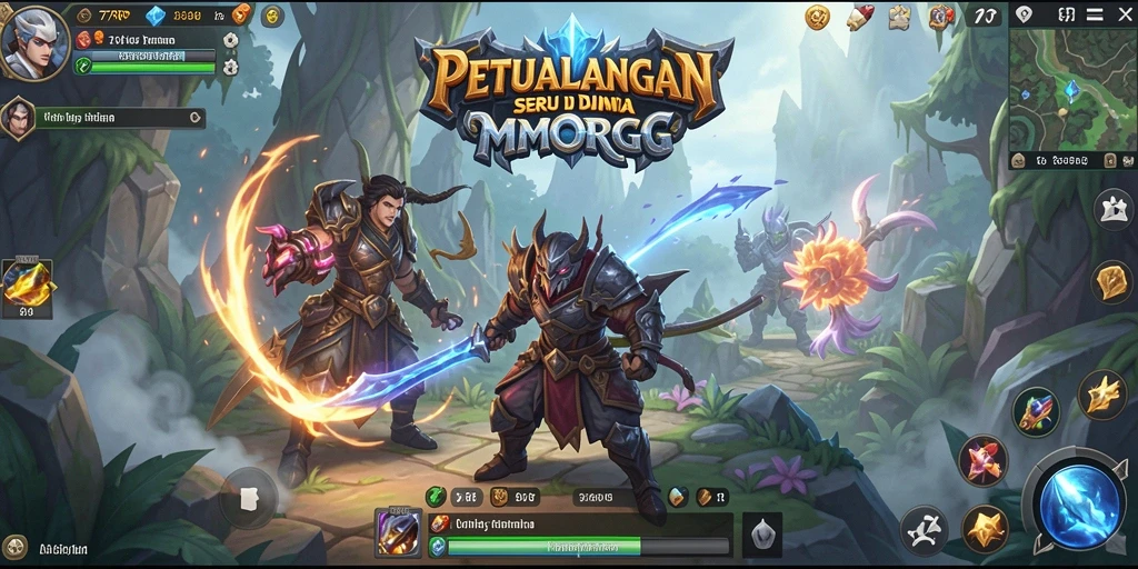 Gameplay 77RP yang dinamis dan seru dalam dunia MMORPG.