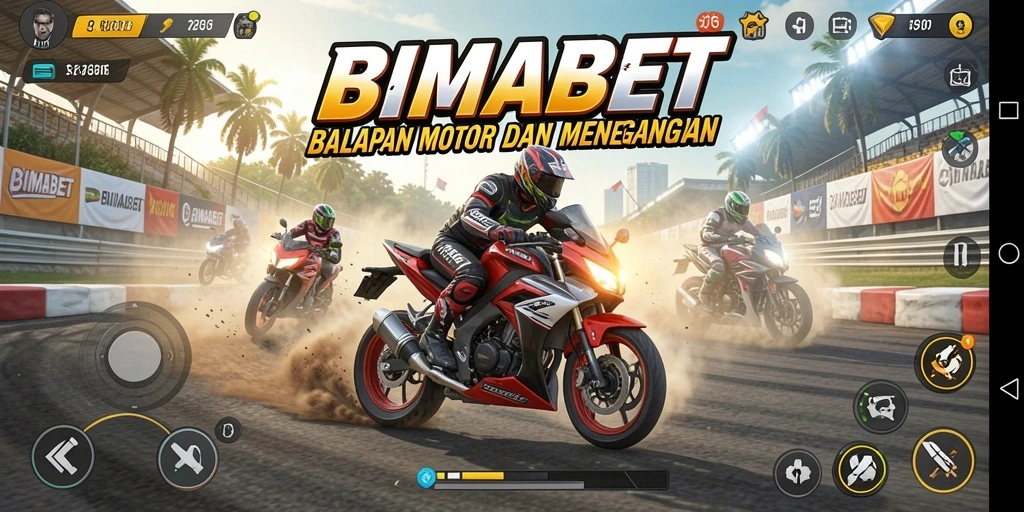 Tampilan gameplay balapan motor yang seru dan mendebarkan.