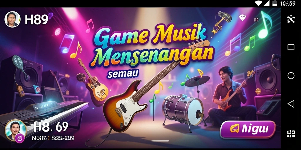 Tampilan gameplay H89 dengan variasi lagu dan tantangan musik yang menarik.