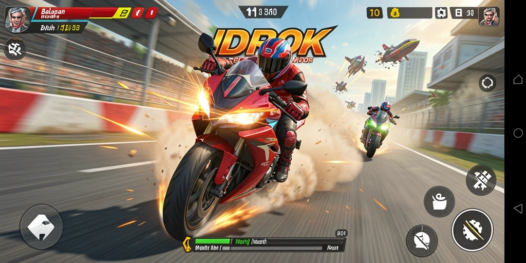 Gameplay mendebarkan saat balapan motor di IDROK.