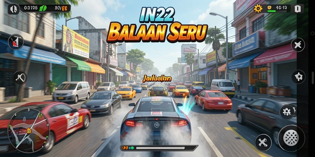 Gameplay balapan yang dinamis dan mendebarkan di IN22.
