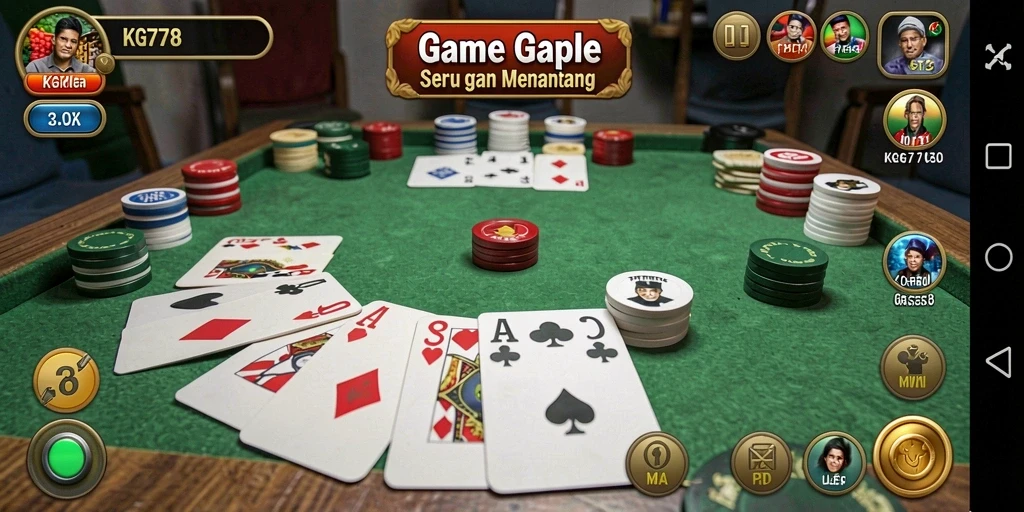Screenshot gameplay dari KG778 yang menampilkan suasana Gaple.