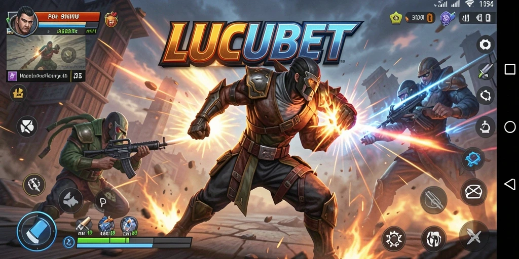 Screenshot menampilkan pertarungan seru dalam LUCUBET dengan berbagai karakter.