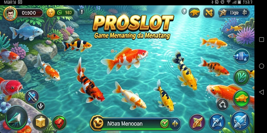 Tampilan gameplay PROSLOT yang seru saat menangkap ikan.