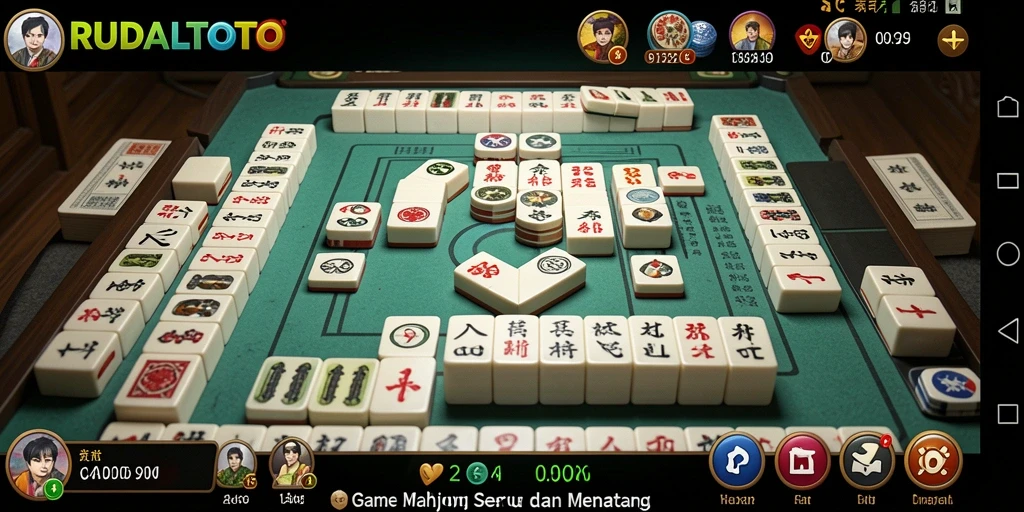 Tampilan dinamis gameplay RUDALTOTO dalam Mahjong.