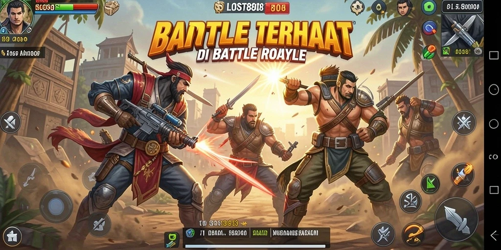 Gameplay mendebarkan di SLOST8808, dengan pertarungan sengit di Battle Royale.
